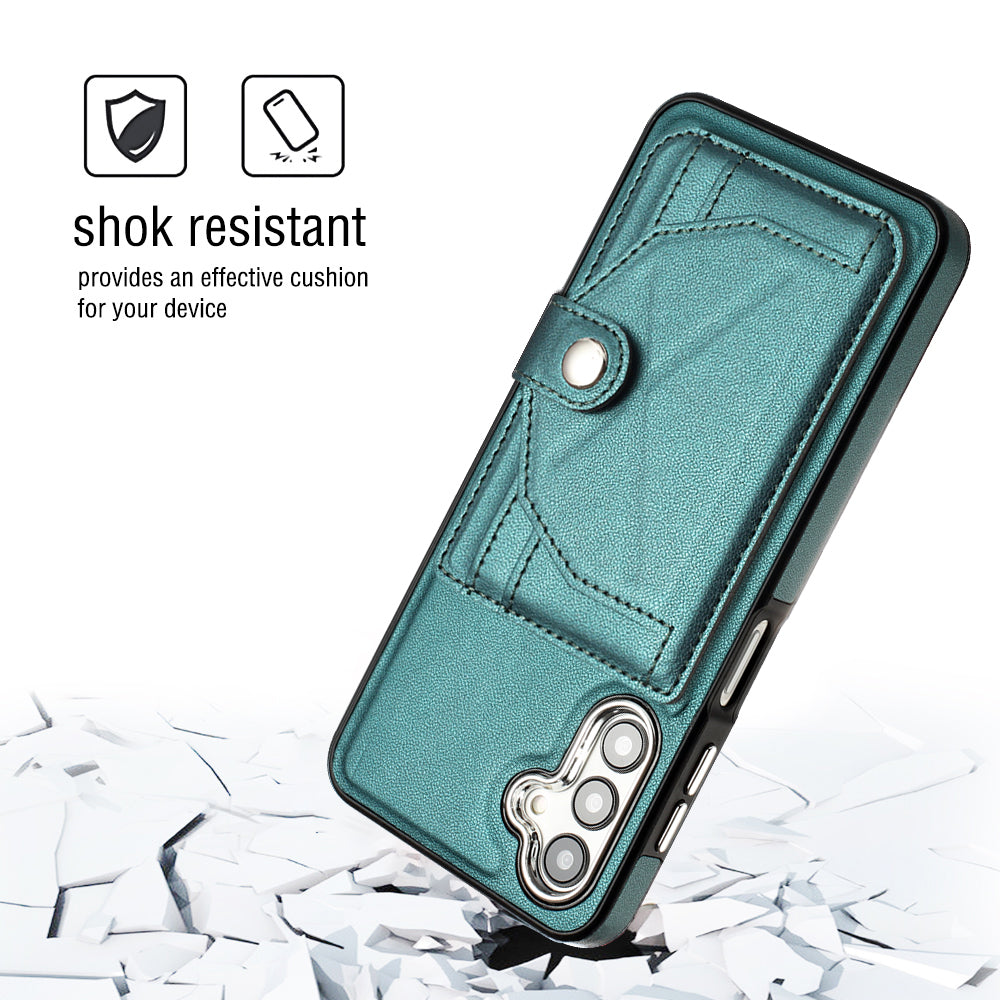 YB Leather Coating Series-4 for Samsung Galaxy A13 5G / M13 5G / A04s 4G / A04 4G Kickstand Case Card Holder Phone Cover