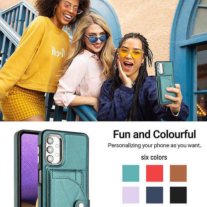 YB Leather Coating Series-4 for Samsung Galaxy A23 4G / A23 5G (Global Version) / F23 5G / M23 5G Kickstand Case Card Holder Phone Cover