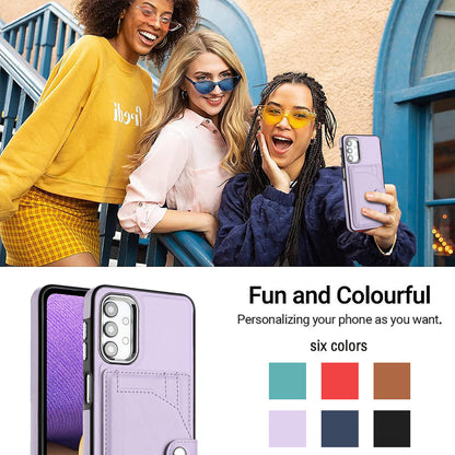 YB Leather Coating Series-4 for Samsung Galaxy A23 4G / A23 5G (Global Version) / F23 5G / M23 5G Kickstand Case Card Holder Phone Cover