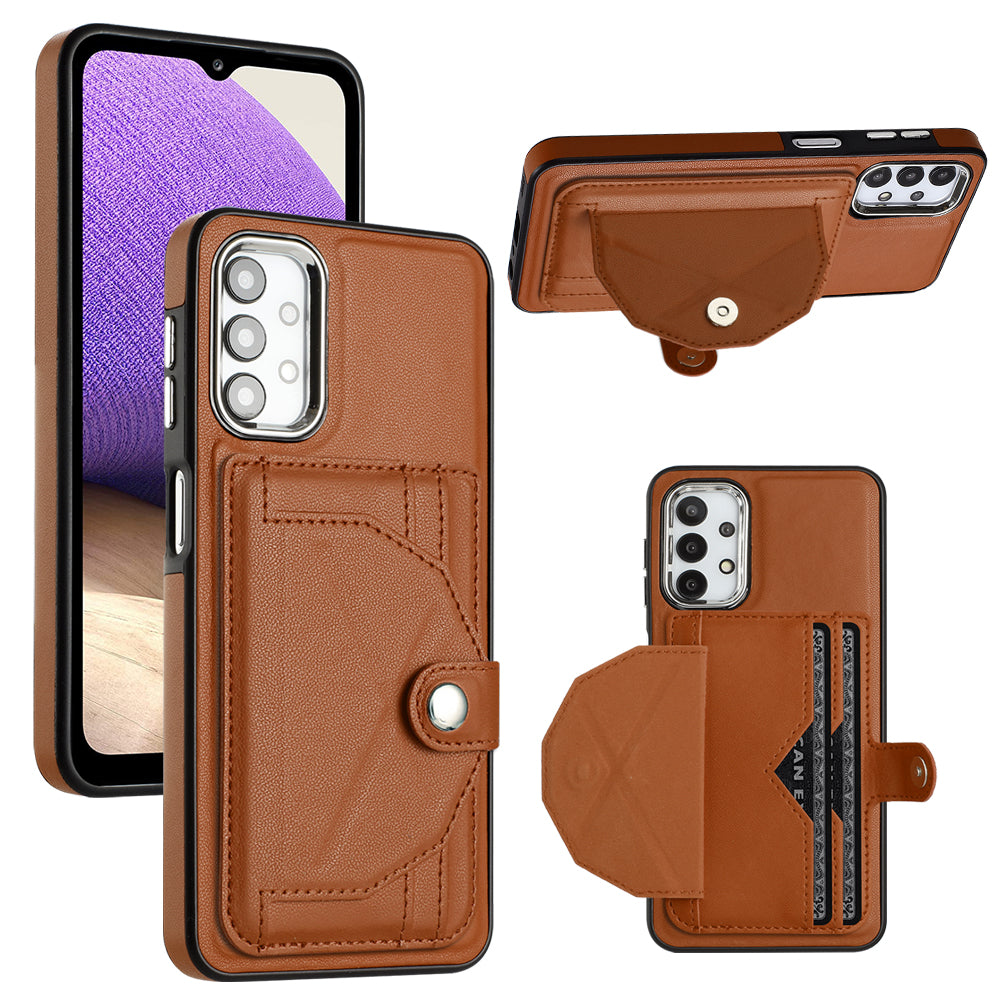 YB Leather Coating Series-4 for Samsung Galaxy A23 4G / A23 5G (Global Version) / F23 5G / M23 5G Kickstand Case Card Holder Phone Cover