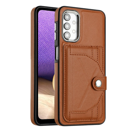 YB Leather Coating Series-4 for Samsung Galaxy A23 4G / A23 5G (Global Version) / F23 5G / M23 5G Kickstand Case Card Holder Phone Cover