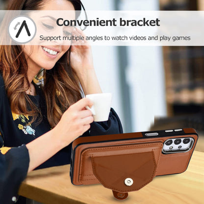 YB Leather Coating Series-4 for Samsung Galaxy A23 4G / A23 5G (Global Version) / F23 5G / M23 5G Kickstand Case Card Holder Phone Cover