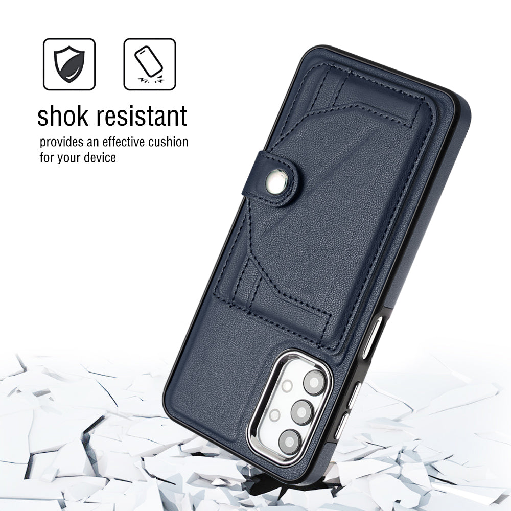 YB Leather Coating Series-4 for Samsung Galaxy A23 4G / A23 5G (Global Version) / F23 5G / M23 5G Kickstand Case Card Holder Phone Cover