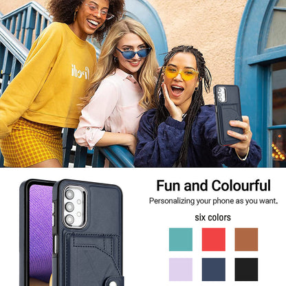 YB Leather Coating Series-4 for Samsung Galaxy A23 4G / A23 5G (Global Version) / F23 5G / M23 5G Kickstand Case Card Holder Phone Cover