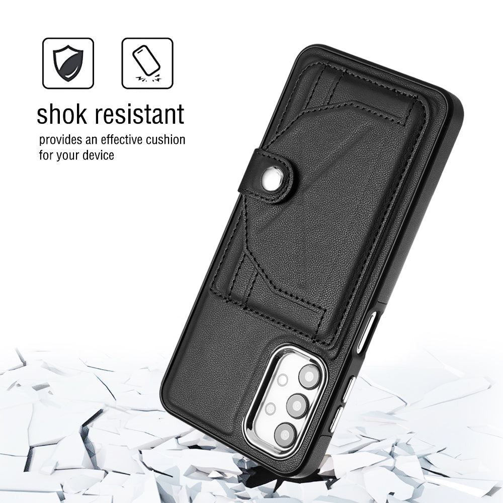 YB Leather Coating Series-4 for Samsung Galaxy A23 4G / A23 5G (Global Version) / F23 5G / M23 5G Kickstand Case Card Holder Phone Cover