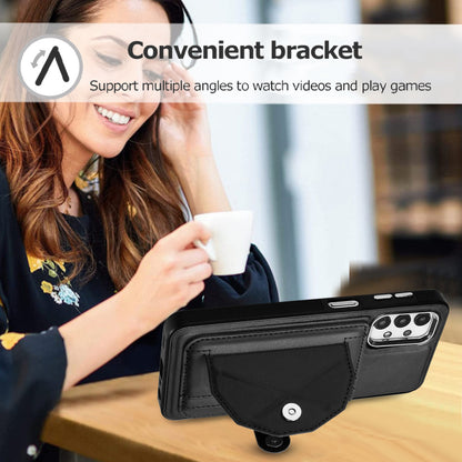 YB Leather Coating Series-4 for Samsung Galaxy A23 4G / A23 5G (Global Version) / F23 5G / M23 5G Kickstand Case Card Holder Phone Cover