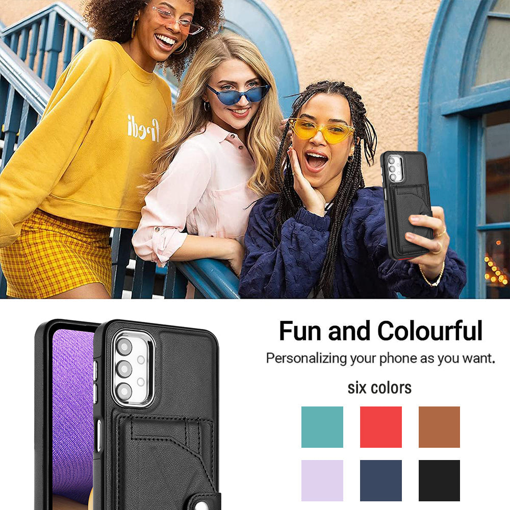 YB Leather Coating Series-4 for Samsung Galaxy A23 4G / A23 5G (Global Version) / F23 5G / M23 5G Kickstand Case Card Holder Phone Cover