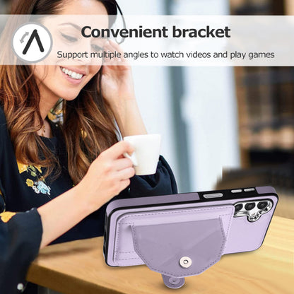 YB Leather Coating Series-4 for Samsung Galaxy A14 4G / 5G Card Holder Leather Coated TPU Case Kickstand Phone Cover