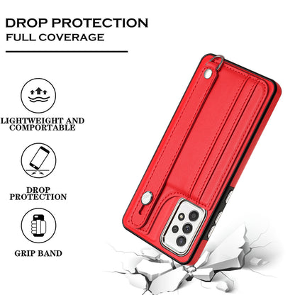 YB Leather Coating Series-5 For Samsung Galaxy A73 5G Mobile Phone Cover Card Slots PU Leather+TPU Kickstand Case