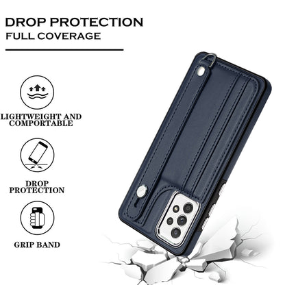 YB Leather Coating Series-5 For Samsung Galaxy A73 5G Mobile Phone Cover Card Slots PU Leather+TPU Kickstand Case