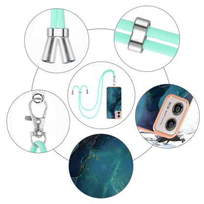 YB IMD Series-18 Style E for Motorola Moto G53 5G / G13 4G Phone Case 2.0mm TPU Marble Pattern Electroplating Cover with Lanyard