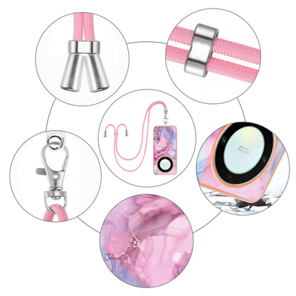 YB IMD Series-18 Style E Electroplating Phone Case for Honor X9a 5G / Magic5 Lite 5G , 2.0mm TPU Marble Pattern Cover with Lanyard