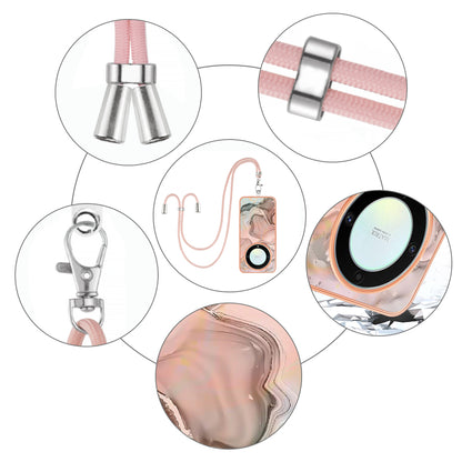 YB IMD Series-18 Style E Electroplating Phone Case for Honor X9a 5G / Magic5 Lite 5G , 2.0mm TPU Marble Pattern Cover with Lanyard