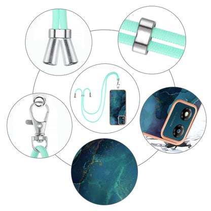 YB IMD Series-18 Style E for Motorola Moto E13 4G Marble Pattern Phone Case 2.0mm TPU Shockproof Cover with Lanyard