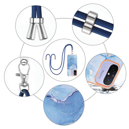 YB IMD Series-18 Style E 2.0mm TPU Case for Xiaomi Redmi 12C 4G / 11A 4G , Marble Pattern IMD Electroplating Cover with Lanyard