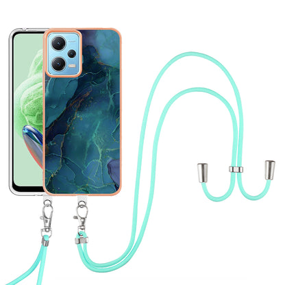 YB IMD Series-18 Style E Phone Case for Xiaomi Redmi Note 12 5G (China) / (India) / (Global) / Poco X5 5G , IMD Marble Pattern 2.0mm TPU Cover with Lanyard