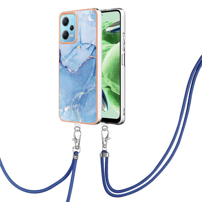 YB IMD Series-18 Style E Phone Case for Xiaomi Redmi Note 12 5G (China) / (India) / (Global) / Poco X5 5G , IMD Marble Pattern 2.0mm TPU Cover with Lanyard