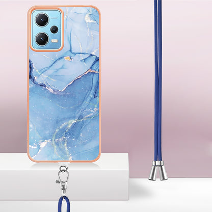 YB IMD Series-18 Style E Phone Case for Xiaomi Redmi Note 12 5G (China) / (India) / (Global) / Poco X5 5G , IMD Marble Pattern 2.0mm TPU Cover with Lanyard
