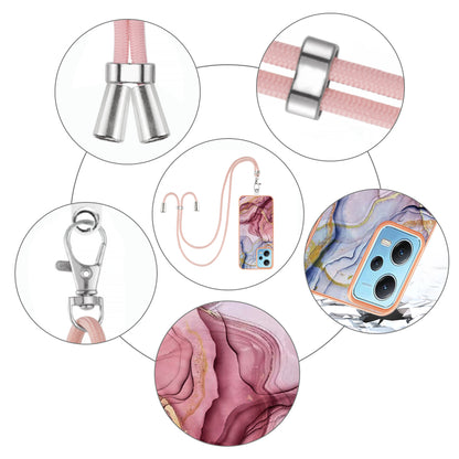 YB IMD Series-18 Style E Phone Case for Xiaomi Redmi Note 12 5G (China) / (India) / (Global) / Poco X5 5G , IMD Marble Pattern 2.0mm TPU Cover with Lanyard