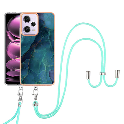 YB IMD Series-18 Style E Marble Pattern Phone Case for Xiaomi Redmi Note 12 Pro 5G / Note 12 Pro Speed 5G / Poco X5 Pro 5G , 2.0mm TPU IMD Cover with Lanyard