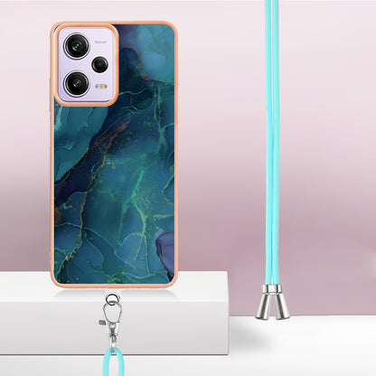 YB IMD Series-18 Style E Marble Pattern Phone Case for Xiaomi Redmi Note 12 Pro 5G / Note 12 Pro Speed 5G / Poco X5 Pro 5G , 2.0mm TPU IMD Cover with Lanyard