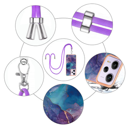 YB IMD Series-18 Style E Marble Pattern Phone Case for Xiaomi Redmi Note 12 Pro 5G / Note 12 Pro Speed 5G / Poco X5 Pro 5G , 2.0mm TPU IMD Cover with Lanyard