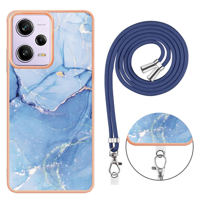 YB IMD Series-18 Style E Marble Pattern Phone Case for Xiaomi Redmi Note 12 Pro 5G / Note 12 Pro Speed 5G / Poco X5 Pro 5G , 2.0mm TPU IMD Cover with Lanyard