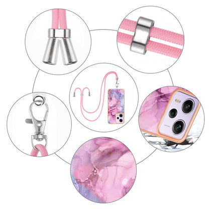 YB IMD Series-18 Style E Marble Pattern Phone Case for Xiaomi Redmi Note 12 Pro 5G / Note 12 Pro Speed 5G / Poco X5 Pro 5G , 2.0mm TPU IMD Cover with Lanyard