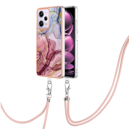 YB IMD Series-18 Style E Marble Pattern Phone Case for Xiaomi Redmi Note 12 Pro 5G / Note 12 Pro Speed 5G / Poco X5 Pro 5G , 2.0mm TPU IMD Cover with Lanyard