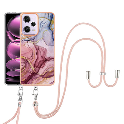 YB IMD Series-18 Style E Marble Pattern Phone Case for Xiaomi Redmi Note 12 Pro 5G / Note 12 Pro Speed 5G / Poco X5 Pro 5G , 2.0mm TPU IMD Cover with Lanyard