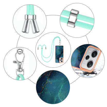 YB IMD Series-18 Style E for Xiaomi Redmi Note 12 Pro+ 5G Marble Pattern 2.0mm TPU Case IMD Electroplating Phone Cover with Lanyard