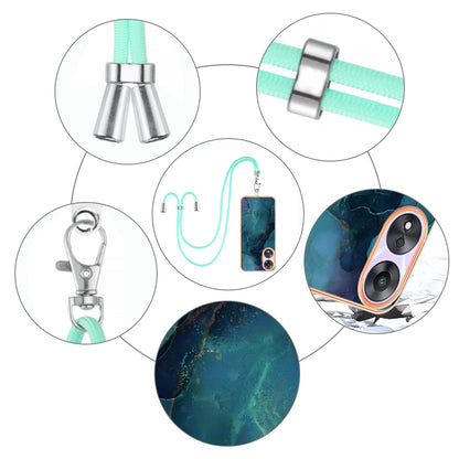 YB IMD Series-18 Style E for Oppo A78 5G / A58 5G Electroplating Phone Case 2.0mm TPU Marble Pattern Cover with Lanyard