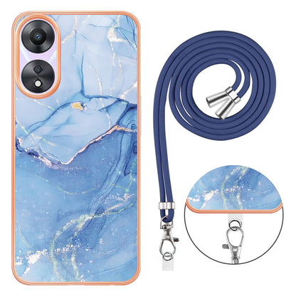 YB IMD Series-18 Style E for Oppo A78 5G / A58 5G Electroplating Phone Case 2.0mm TPU Marble Pattern Cover with Lanyard