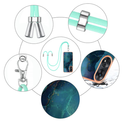 YB IMD Series-18 Style E for Oppo Reno8 T 4G Marble Pattern Design Phone Case Electroplating 2.0mm TPU IMD Phone Cover with Lanyard