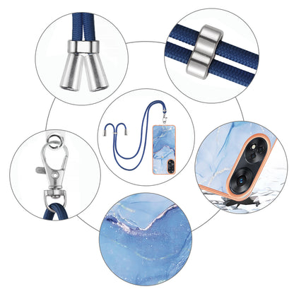 YB IMD Series-18 Style E for Oppo Reno8 T 4G Marble Pattern Design Phone Case Electroplating 2.0mm TPU IMD Phone Cover with Lanyard