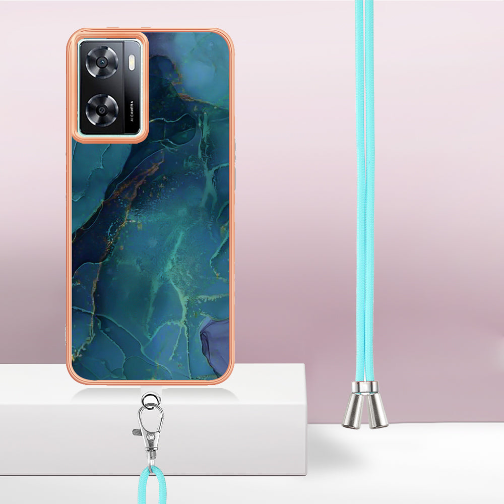 YB IMD Series-18 Style E Phone Case for OnePlus Nord N300 5G / Oppo A57 4G / A57 (2022) 5G / A77 5G / K10 5G / Realme Q5i / Narzo 50 5G / V23 4G , 2.0mm TPU Marble Pattern Cover