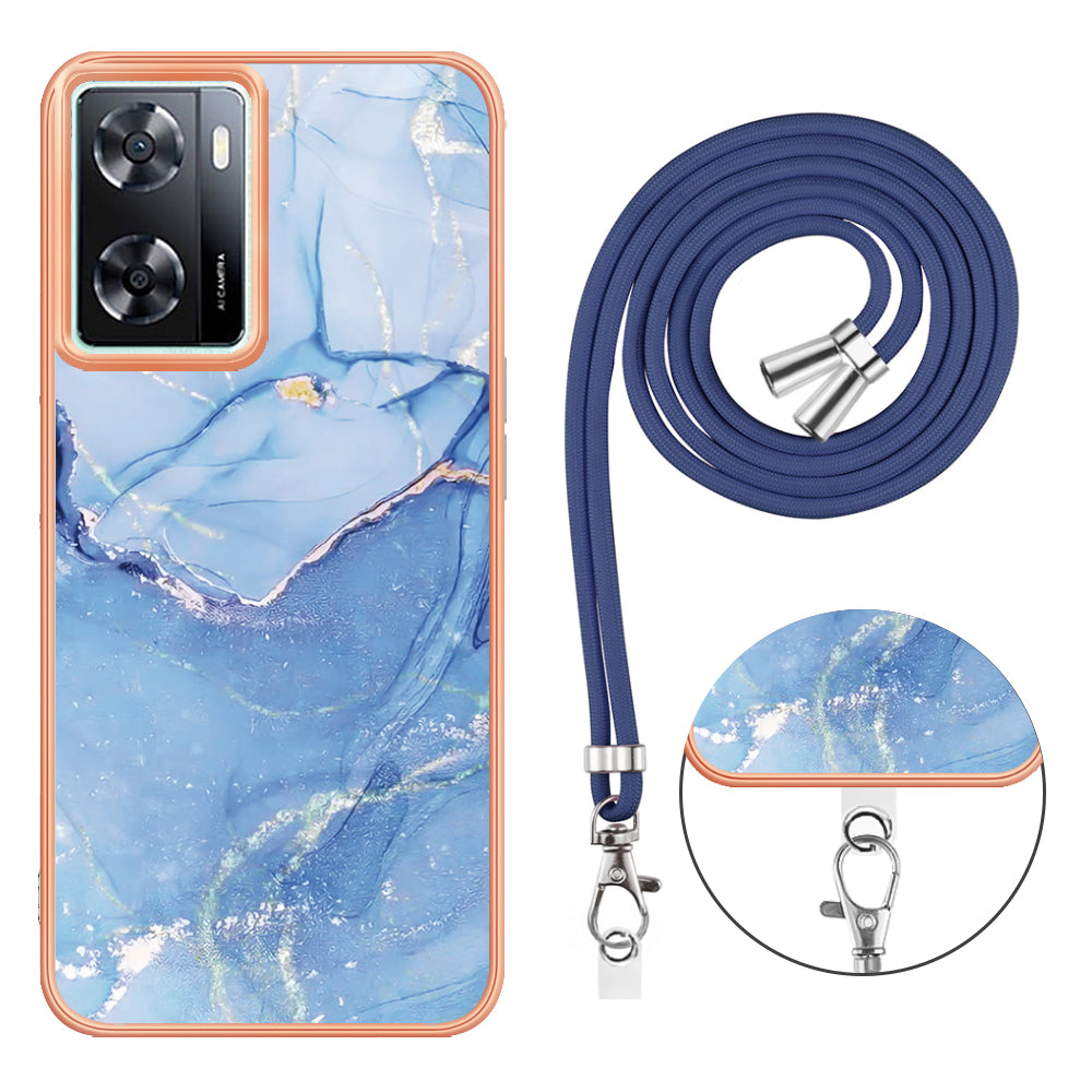 YB IMD Series-18 Style E Phone Case for OnePlus Nord N300 5G / Oppo A57 4G / A57 (2022) 5G / A77 5G / K10 5G / Realme Q5i / Narzo 50 5G / V23 4G , 2.0mm TPU Marble Pattern Cover