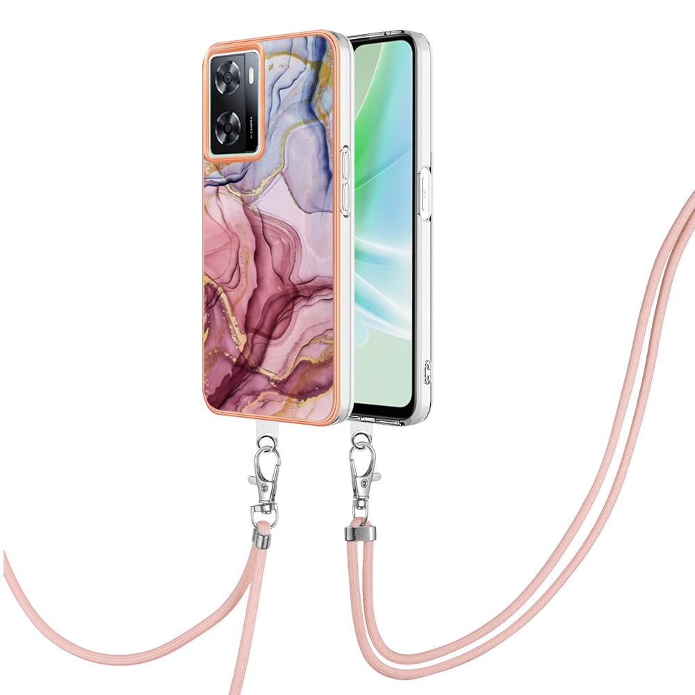 YB IMD Series-18 Style E Phone Case for OnePlus Nord N300 5G / Oppo A57 4G / A57 (2022) 5G / A77 5G / K10 5G / Realme Q5i / Narzo 50 5G / V23 4G , 2.0mm TPU Marble Pattern Cover