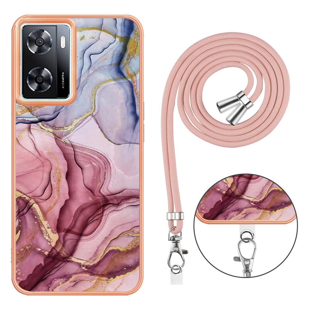 YB IMD Series-18 Style E Phone Case for OnePlus Nord N300 5G / Oppo A57 4G / A57 (2022) 5G / A77 5G / K10 5G / Realme Q5i / Narzo 50 5G / V23 4G , 2.0mm TPU Marble Pattern Cover