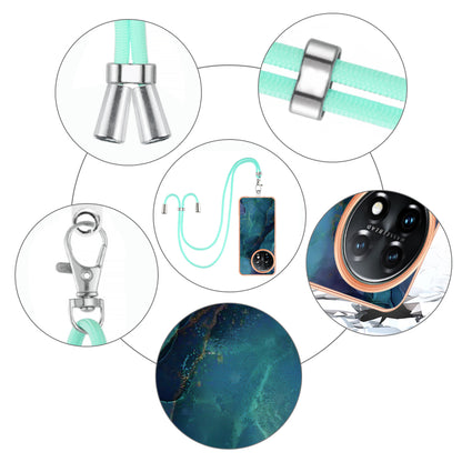 YB IMD Series-18 Style E for OnePlus 11 5G Flexible TPU Case Marble Pattern 2.0mm Electroplating Phone Cover with Lanyard