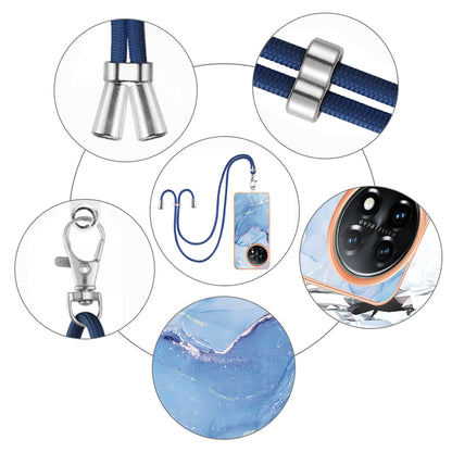 YB IMD Series-18 Style E for OnePlus 11 5G Flexible TPU Case Marble Pattern 2.0mm Electroplating Phone Cover with Lanyard