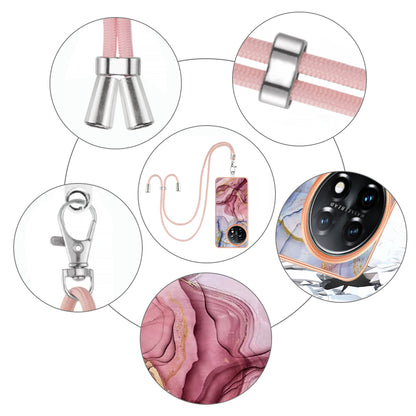 YB IMD Series-18 Style E for OnePlus 11 5G Flexible TPU Case Marble Pattern 2.0mm Electroplating Phone Cover with Lanyard