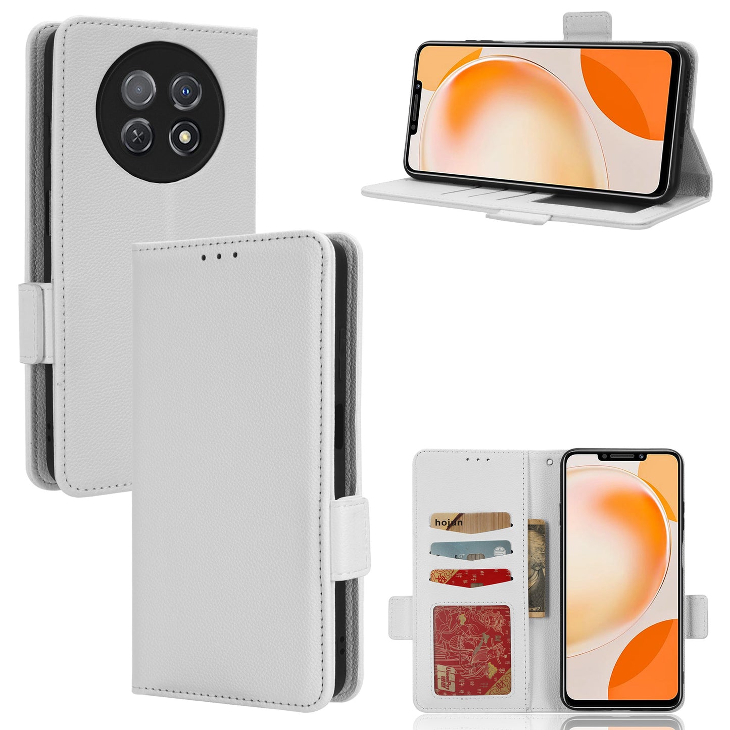 For Huawei nova Y91 4G / Enjoy 60X Litchi Texture Phone Case Wallet Stand PU Leather Cover