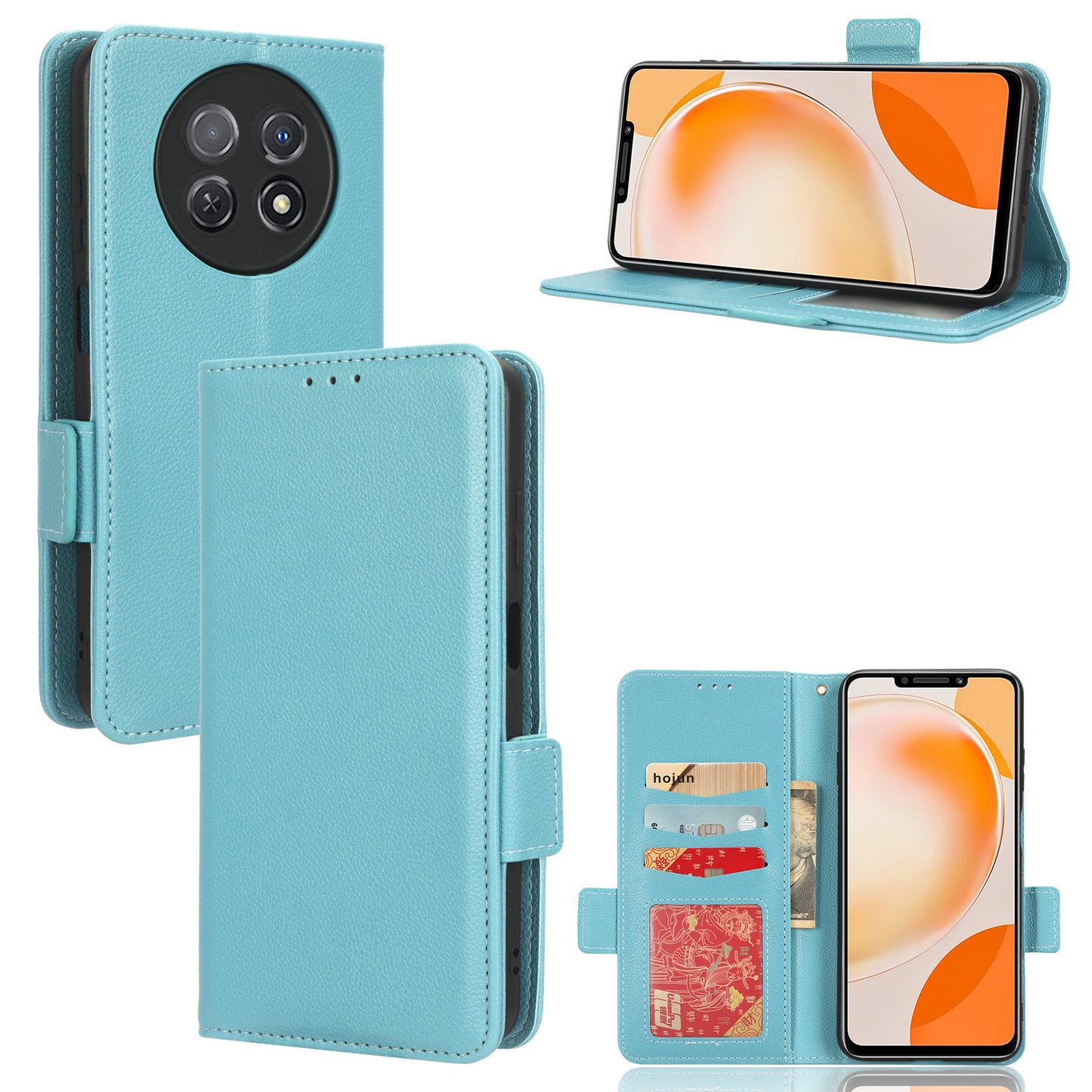 For Huawei nova Y91 4G / Enjoy 60X Litchi Texture Phone Case Wallet Stand PU Leather Cover