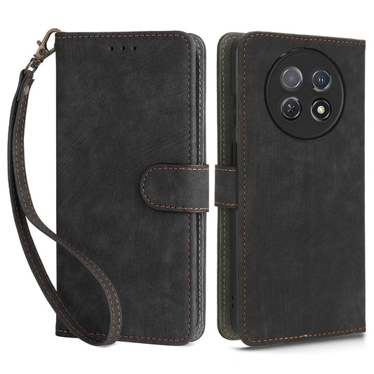 For Huawei nova Y91 4G / Enjoy 60X Drop Proof Cover RFID Blocking Wallet Stand PU Leather Case with Strap