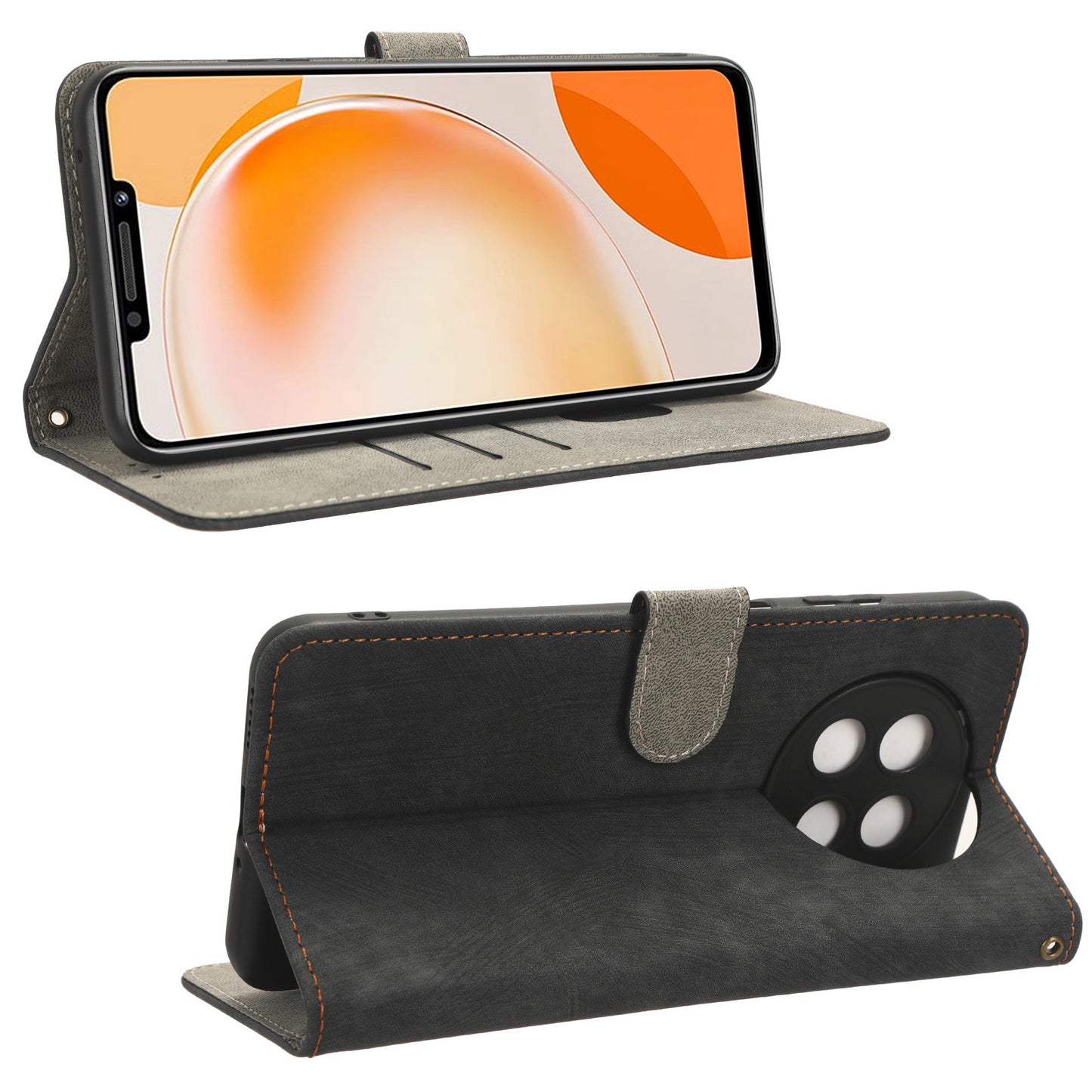 For Huawei nova Y91 4G / Enjoy 60X Drop Proof Cover RFID Blocking Wallet Stand PU Leather Case with Strap
