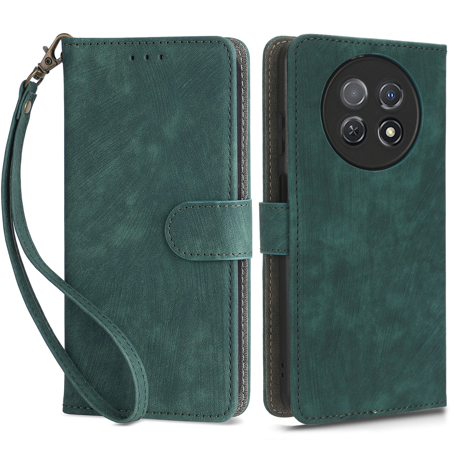 For Huawei nova Y91 4G / Enjoy 60X Drop Proof Cover RFID Blocking Wallet Stand PU Leather Case with Strap