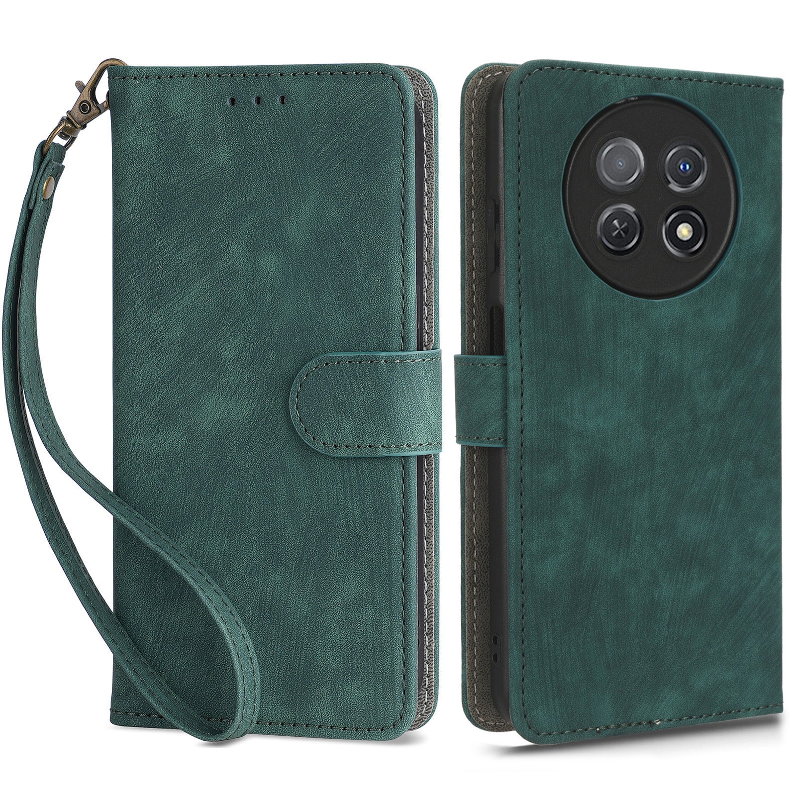 For Huawei nova Y91 4G / Enjoy 60X Drop Proof Cover RFID Blocking Wallet Stand PU Leather Case with Strap