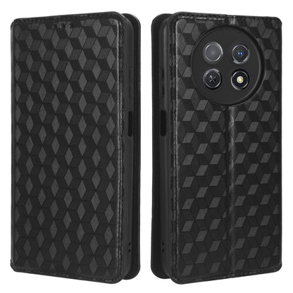 Stand Case for Huawei nova Y91 4G / Enjoy 60X Rhombus Imprinted Shell PU Leather Phone Cover