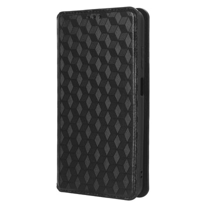 Stand Case for Huawei nova Y91 4G / Enjoy 60X Rhombus Imprinted Shell PU Leather Phone Cover